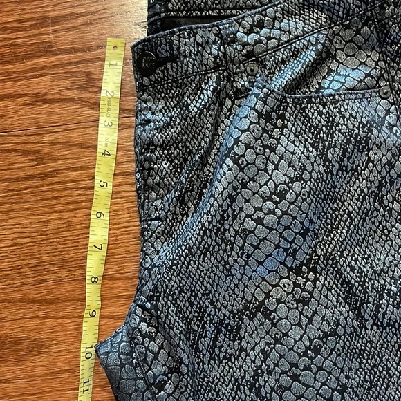 DAVID KAHN metallic snake print ankle jean stretch straight cut silver black 30w - Picture 11 of 13